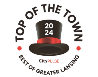 Graphic with the City Pulse logo that reads "Top of the Town 2024, Best of Greater Lansing"