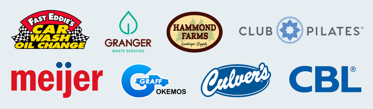 Fast Eddie's, Granger Waste Management, Hammond Farms, Club Pilates, Meijer, Graff Chevrolet Okemos, Culver's, CBL Properties