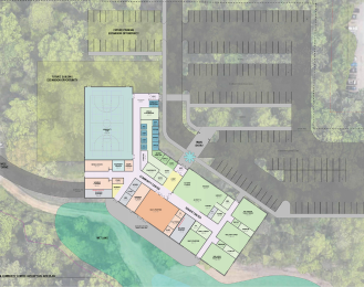 Graphic that shows the conceptual design of the proposed Community and Senior Center