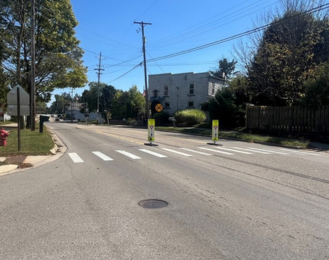 Pedestrian crosswalk on Haslett Road